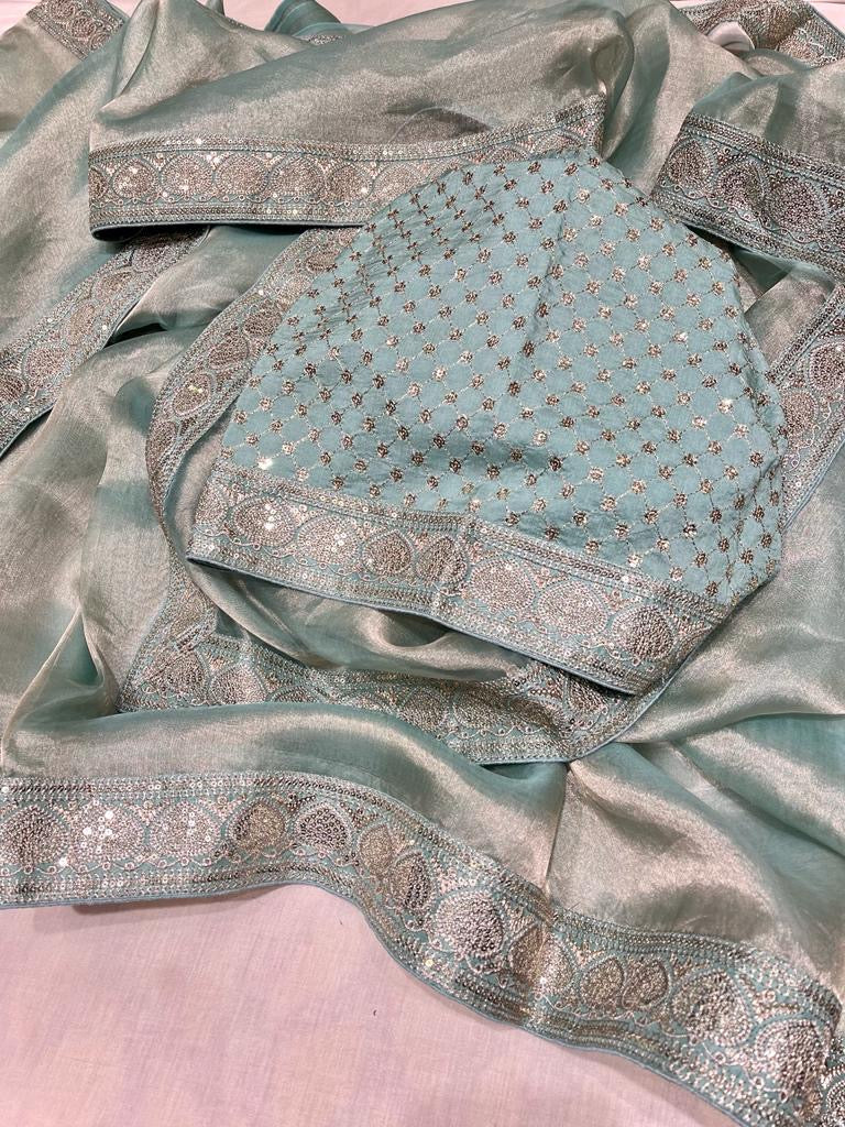 Inisha tissue Partywear saree women sari