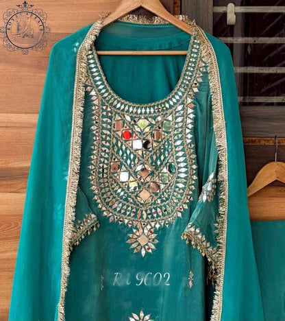 Handmade designer silk stitched dress Indian salwar suit