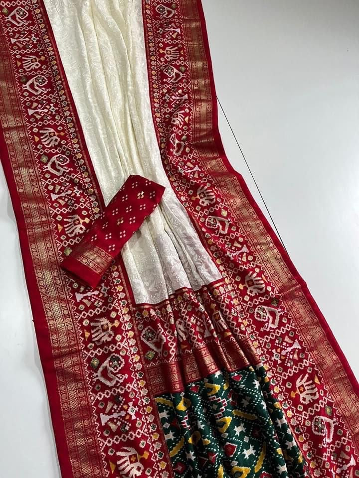 Chikankari saree Patola inspired saree Indian saree blouse