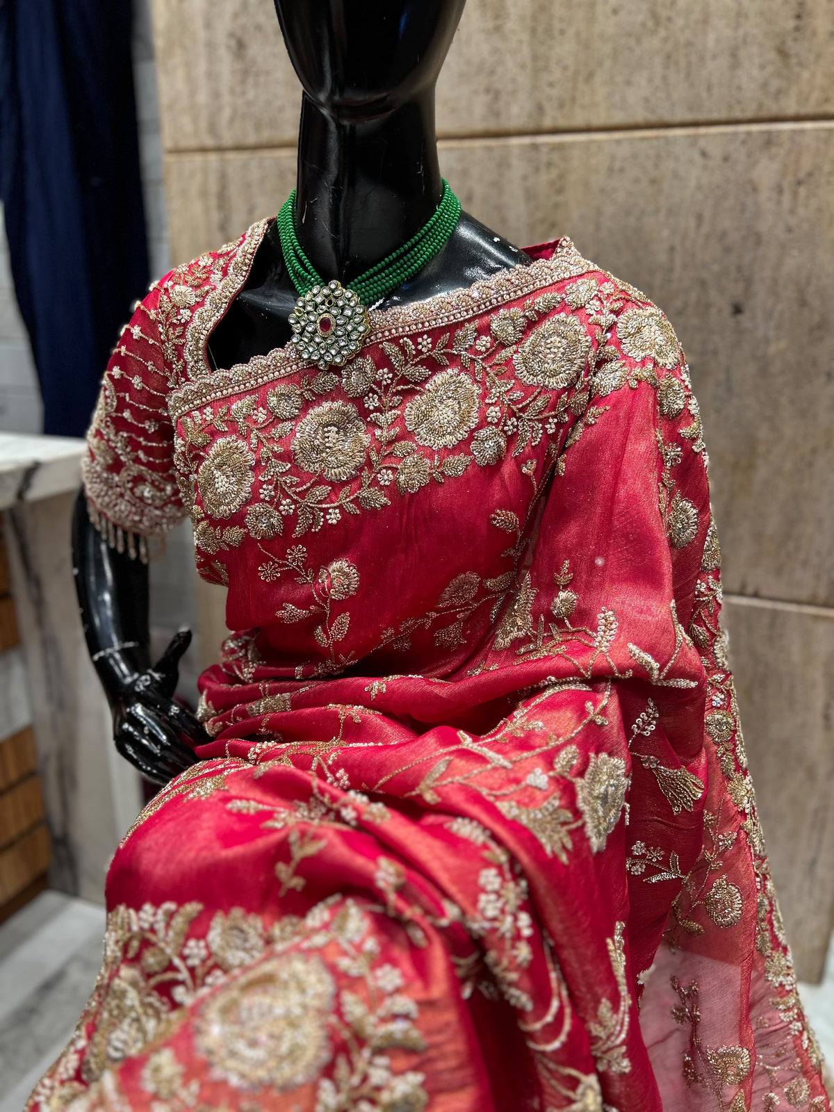 Handmade pure silk saree Kanjeevaram sari zardosi detailing wedding sari blouse