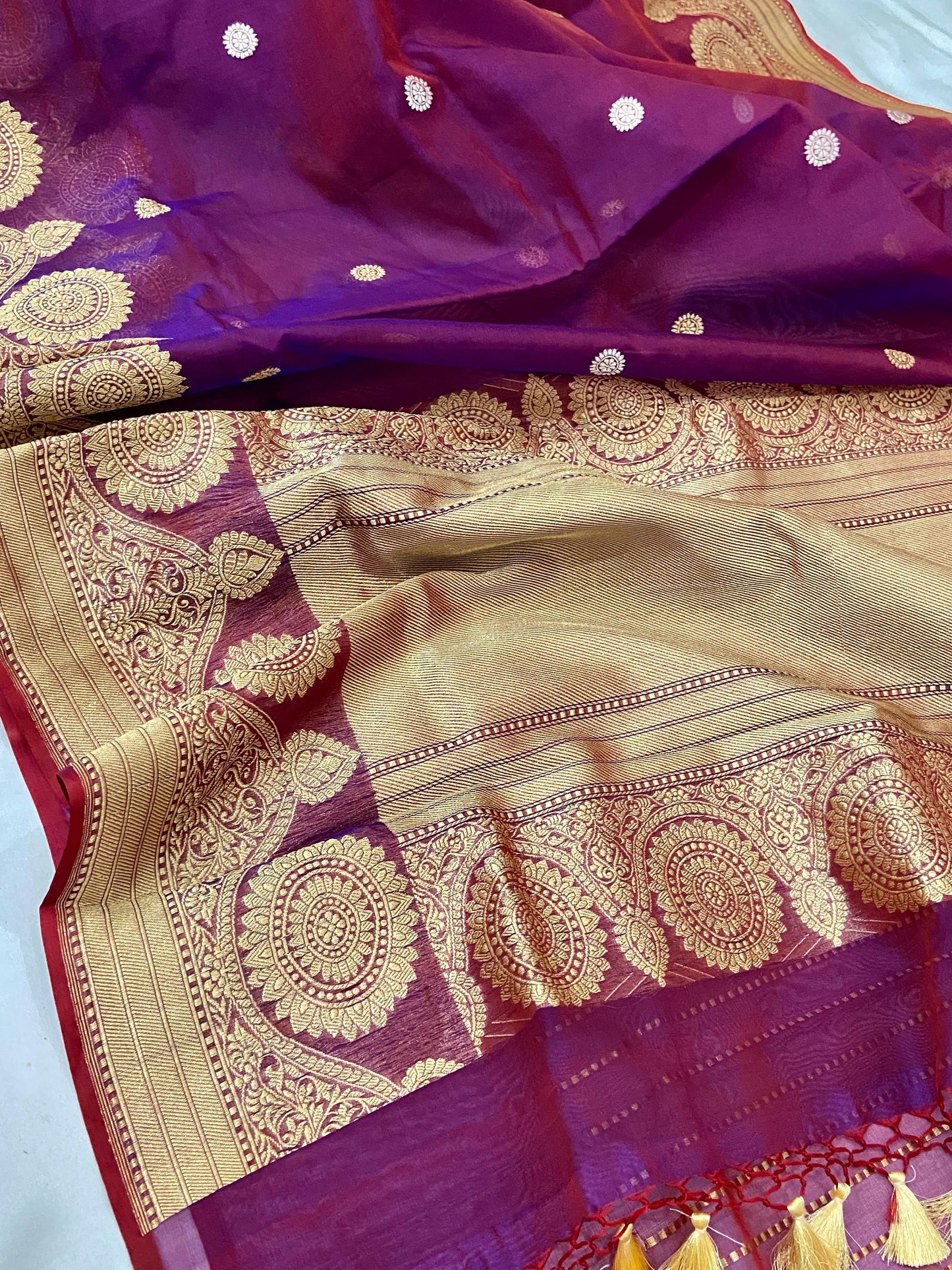 Bani scalloped bordered Kora exclusive saree