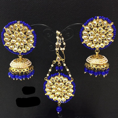 Handmade jhumki set Kundan jhumki earrings tikka set
