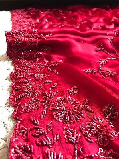 Maroon red premium saree Indian sarees blouse beautiful sari