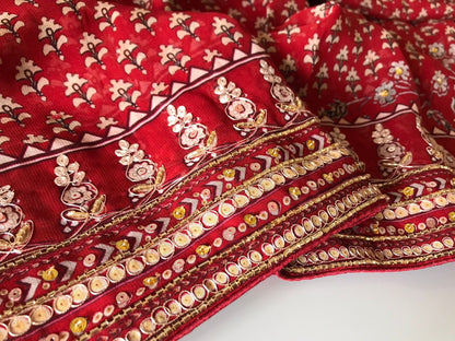 Handmade gorgette silk saree embroidered sarees Indian sari blouse