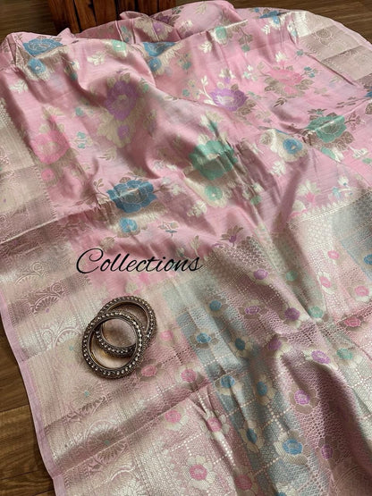 Pink Weaves Banarsi Silk Sarees Beautiful Sari
