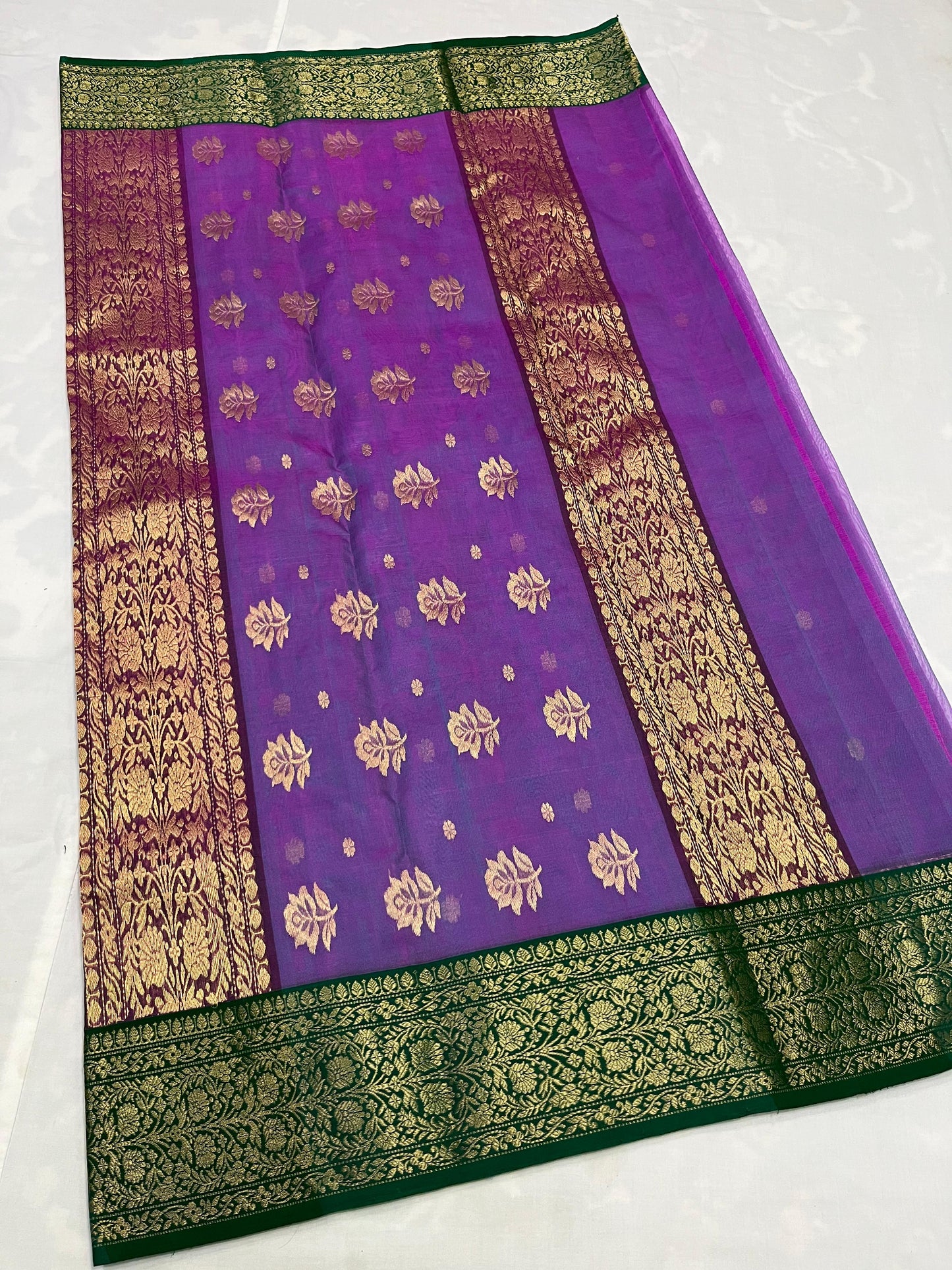Purple Chanderi saree Indian sari blouse women sarees