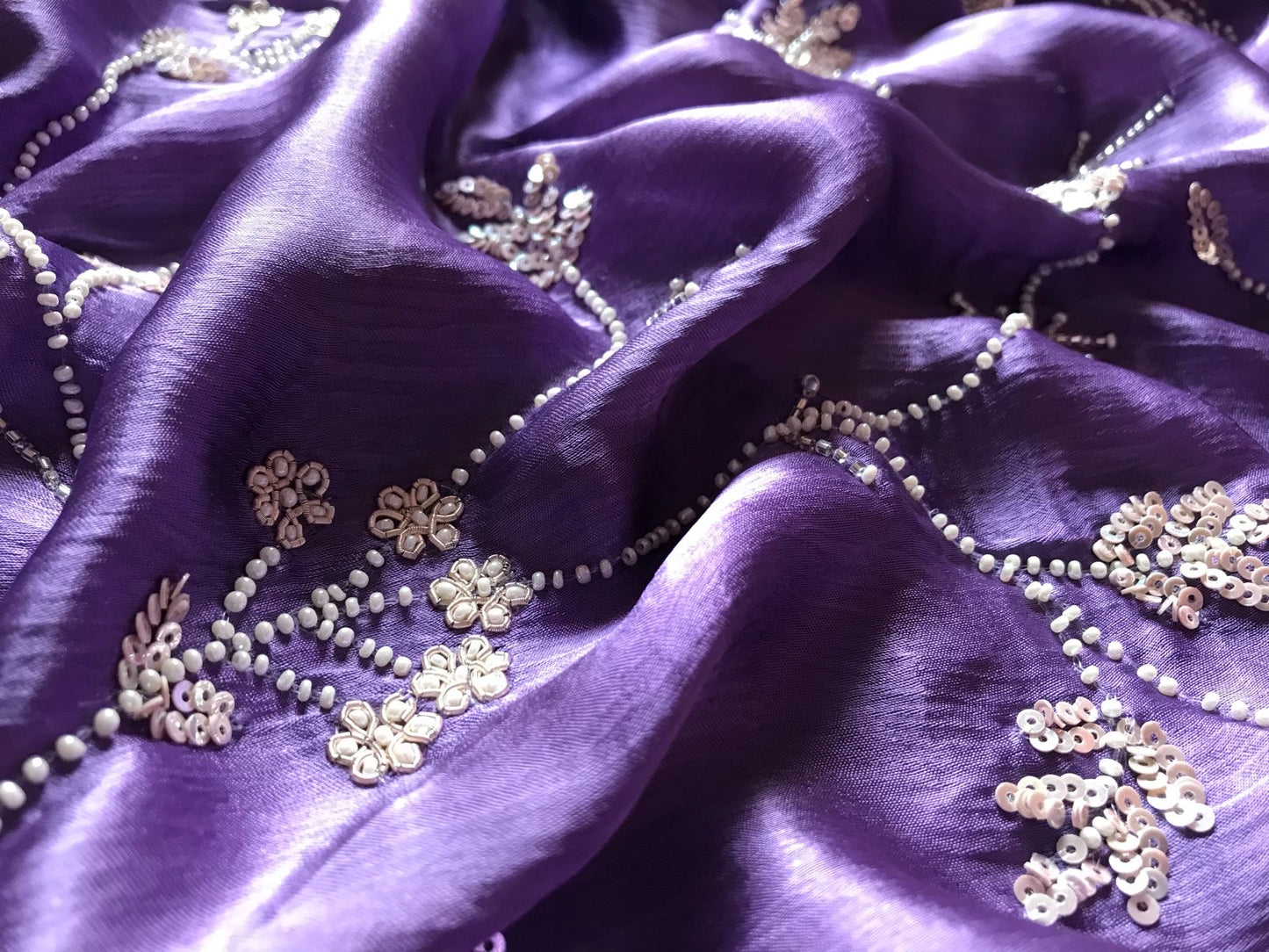 Lavender Prenium Luxury saree satin silk saree