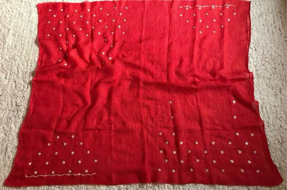 Rosila red crushed saree chinon saree Indian partywear sari reception saree blouse