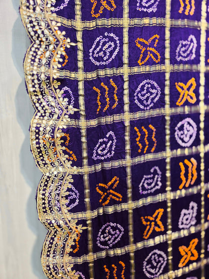 Purple gharchola saree gotta Patti saree Indian traditional sari blouse