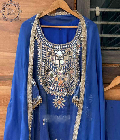 Handmade designer silk stitched dress Indian salwar suit