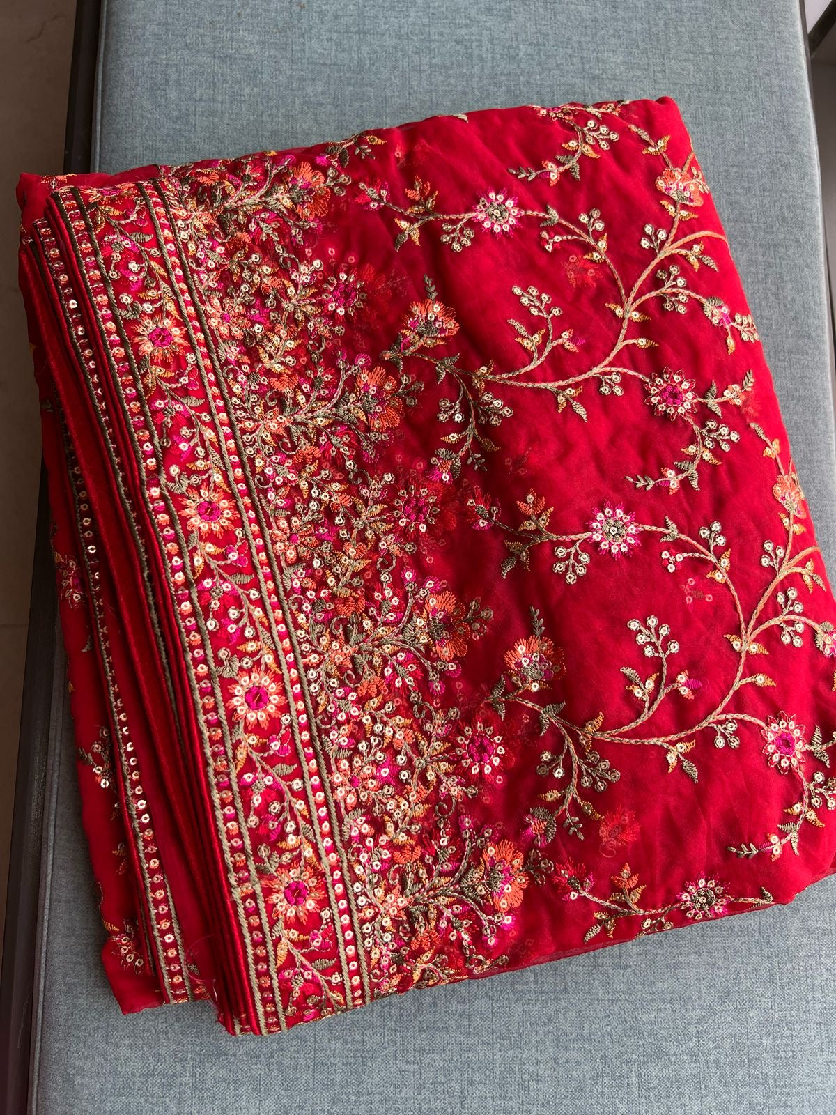 Red Resham saree bridal inspired sari blouse