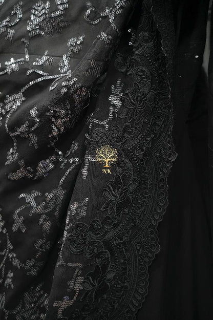 Black sequins beautiful gorgette sarees