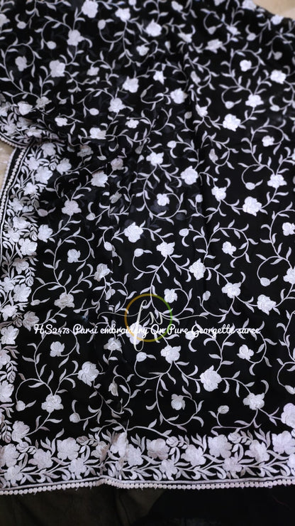 Black Persian inspired embroidery sarees