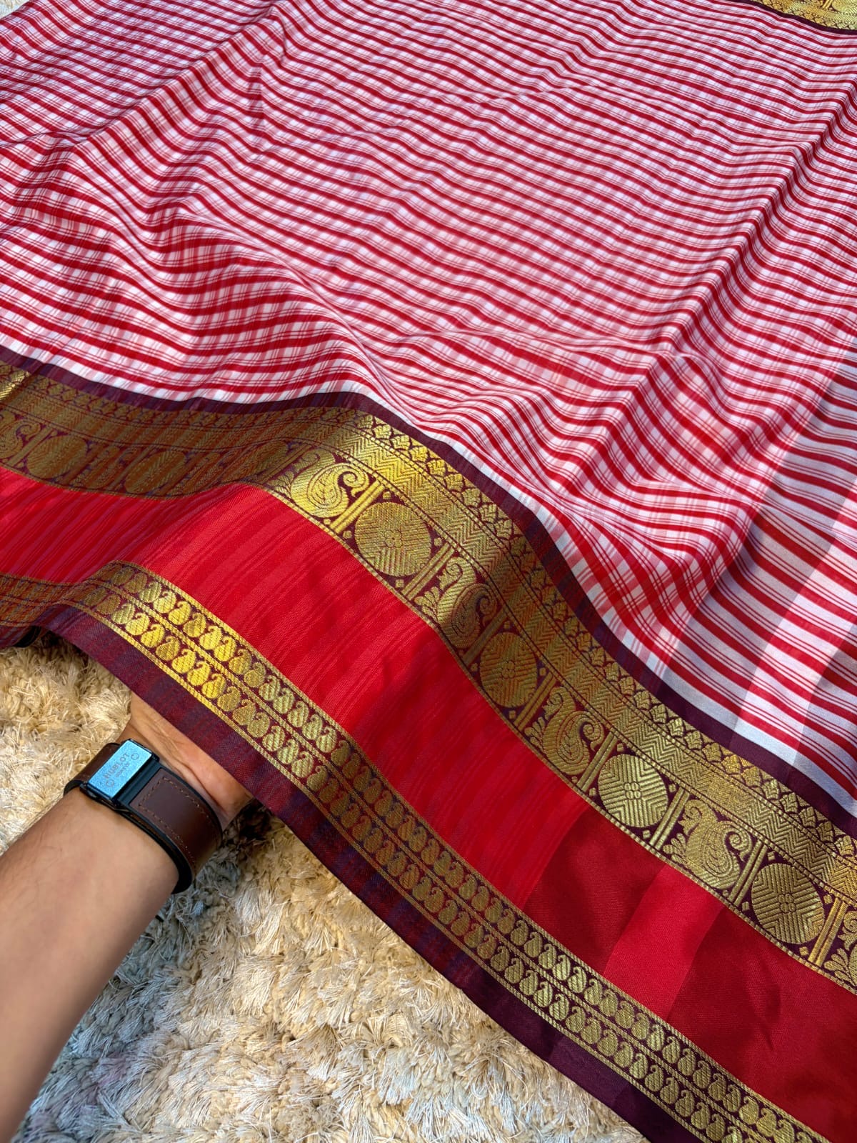 Gadwal silk saree check saree handloom sari blouse Bengali sarees
