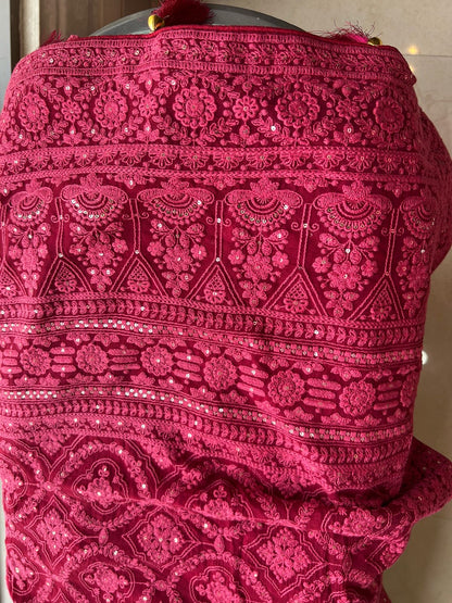 Avesha Chikankari saree Gorgette saree blouse