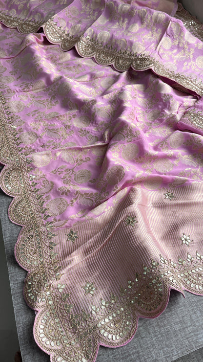 Umesha Khaddi gorgette saree Indian wedding sari blouse