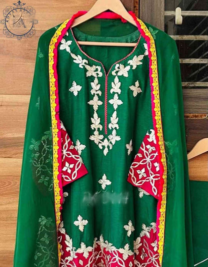 Silk designer inspired suit gotta Patti salwar suit Indian traditional suit