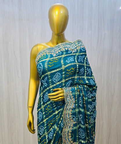 Rama gharchola saree gajji silk sarees blouse Indian sari