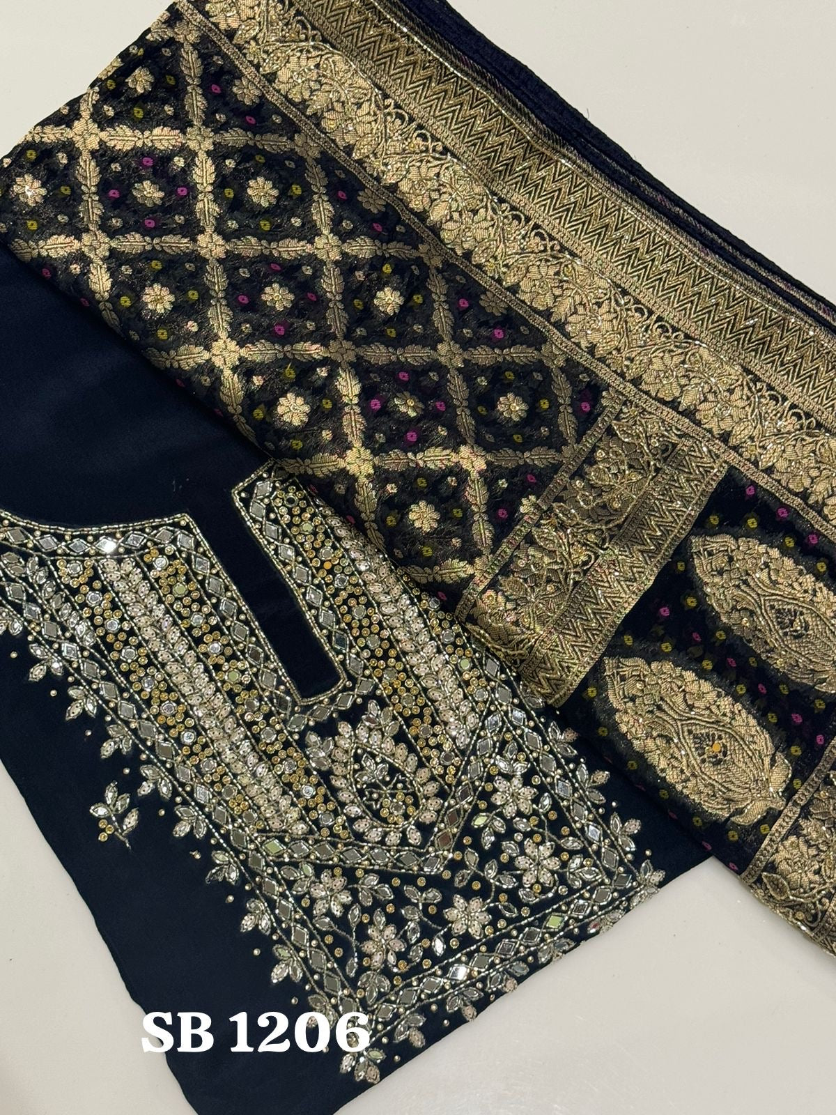 Rubika Chinon Handwork salwar suit Indian salwar kameez