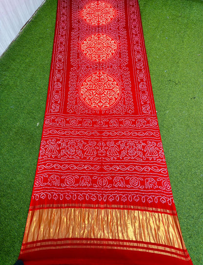 Red gajji silk saree bandhani sarees Indian sari blouse