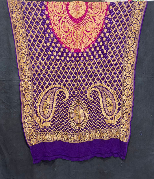 Paisley inspired Bandhani Bandhej Dupatta