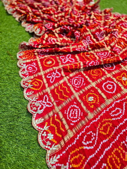 Red gharchola dupatta gottapatti work red dupatta