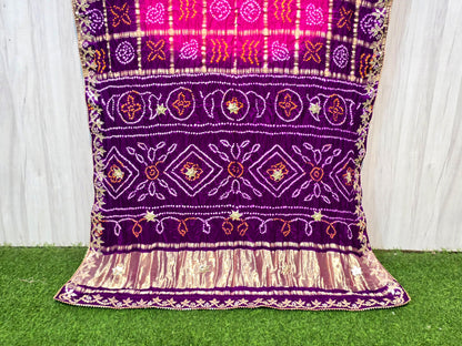Purple pink Gajji silk saree gharchola saree exclusive sari blouse