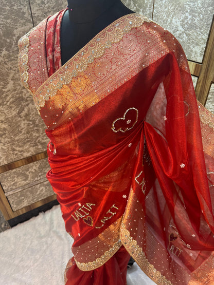 Suhaagan saree banarsi sari soft tissue saree blouse