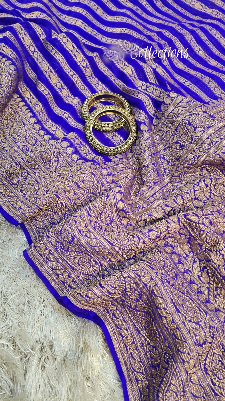 Blue Khaddi georgette saree Indian saree handwoven sari blouse