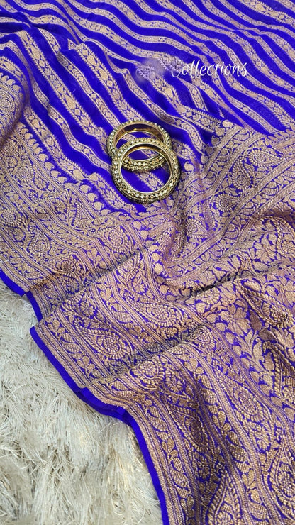 Blue Khaddi georgette saree Indian saree handwoven sari blouse