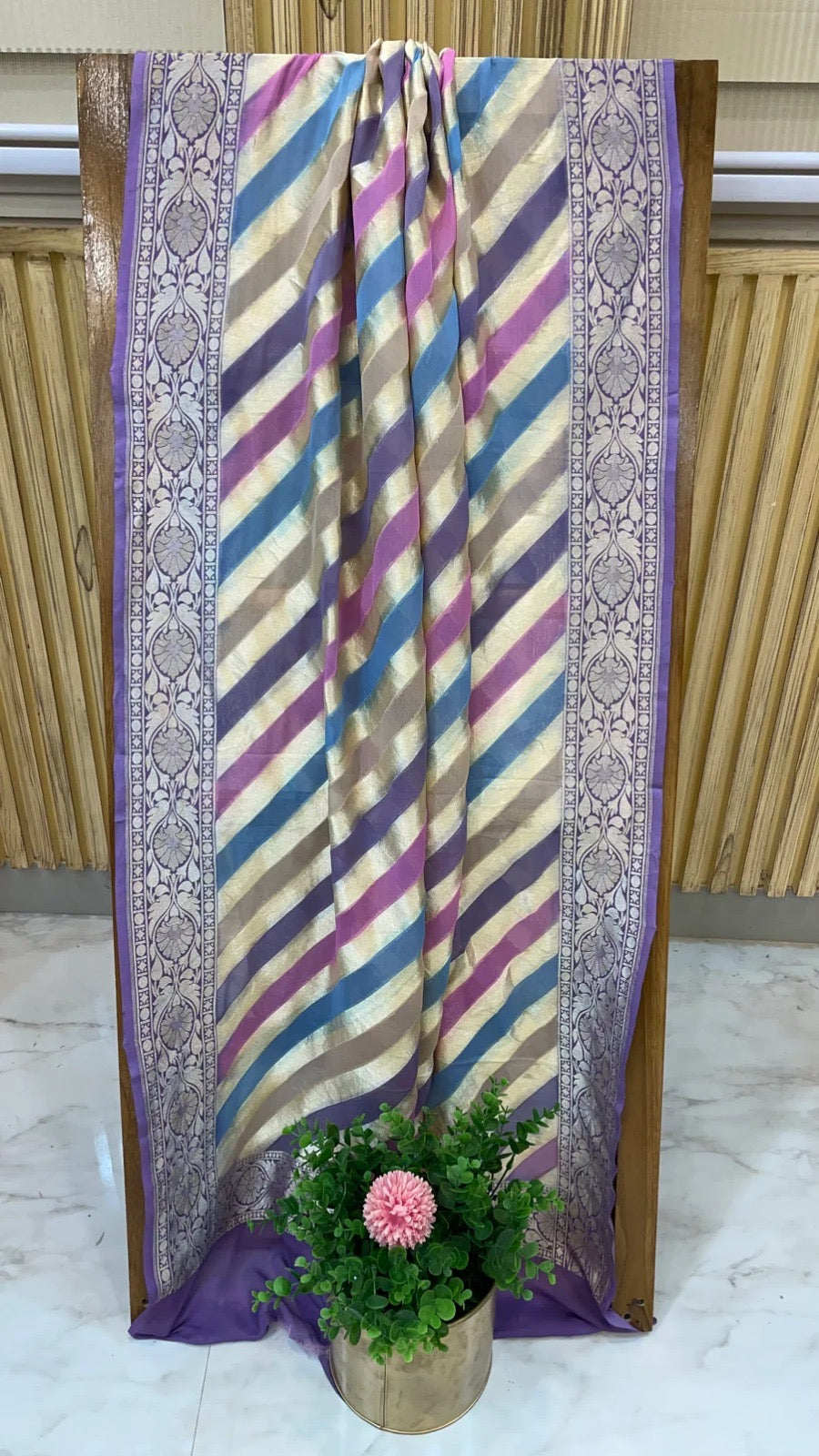 Renza Striped Khaddi Gorgette Dupatta