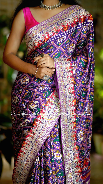 Patola Gajji silk embroidery saree
