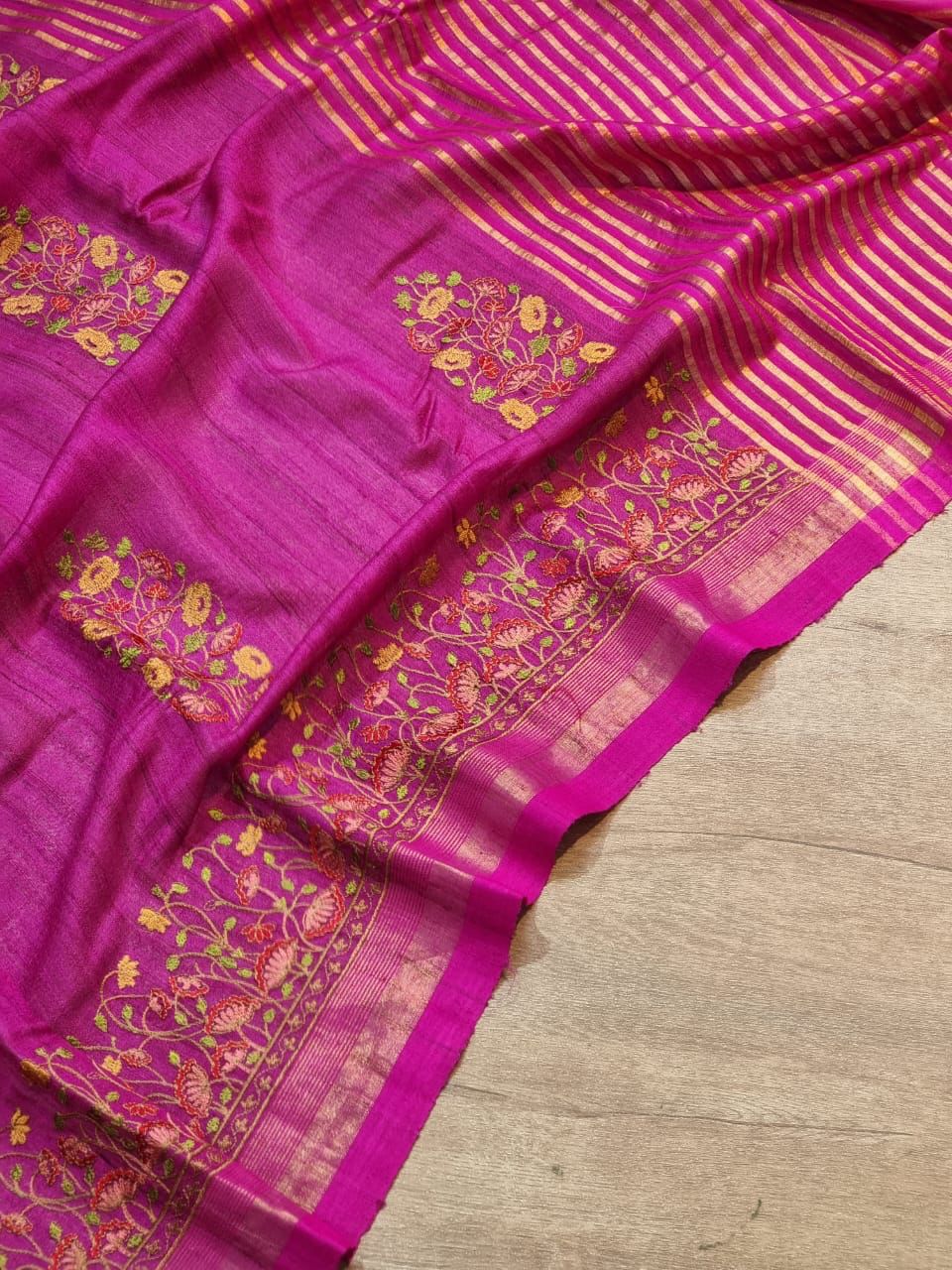 Ravina Tussar Silk Embroidered Saree