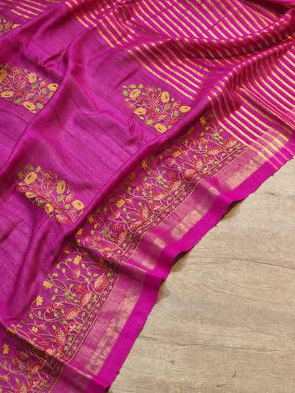 Ravina Tussar Silk Embroidered Saree