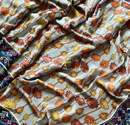 Pavi floral Gajji silk sari