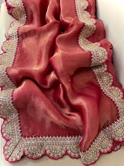 Ramia Meenakari tissue organza saree
