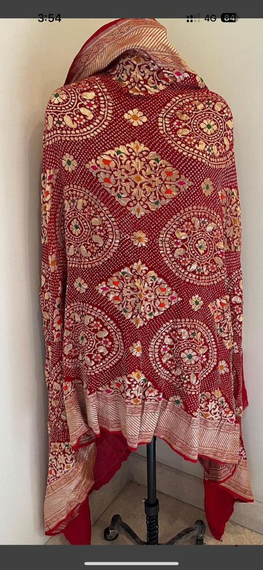 Bandhani Banarsi Meenakari Dupatta