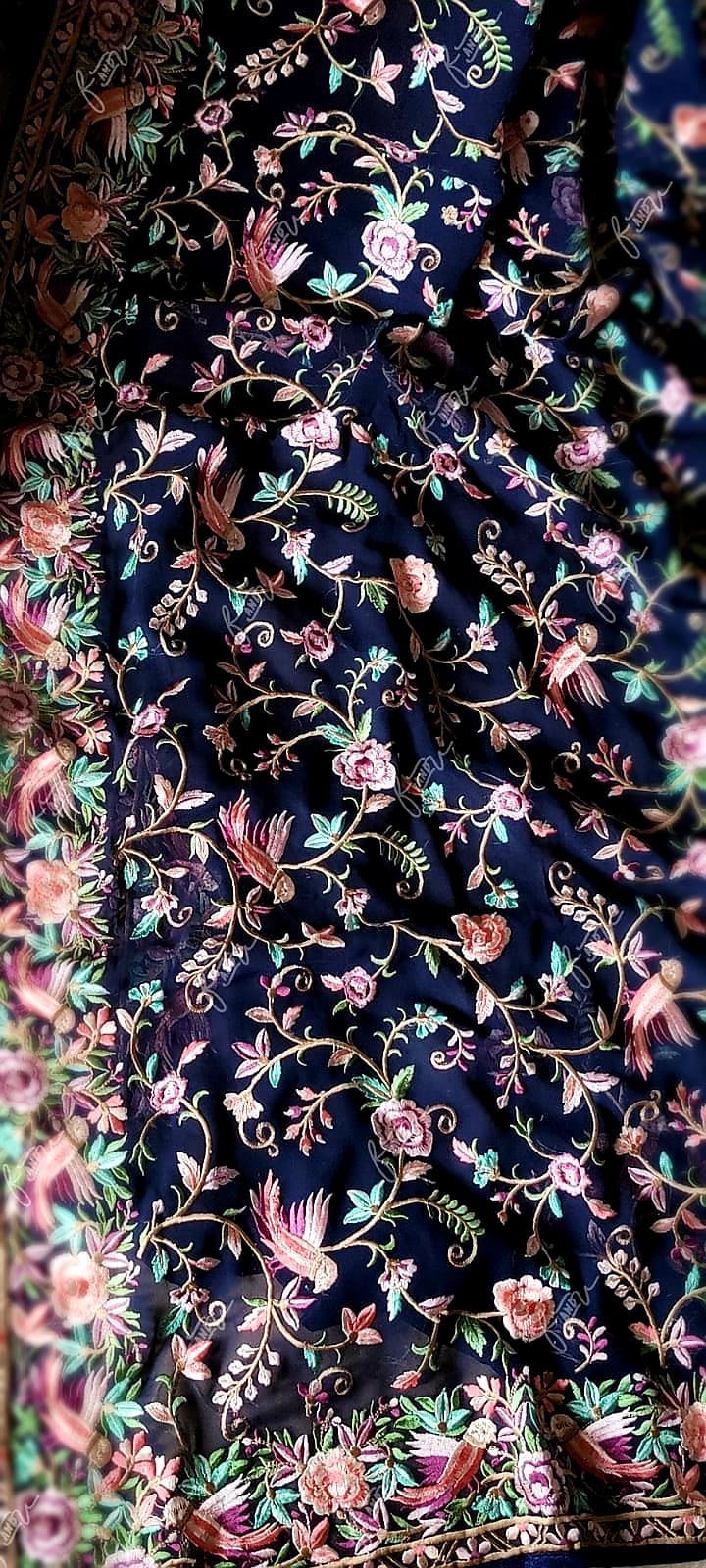 Avik gorgette Parsi inspired saree
