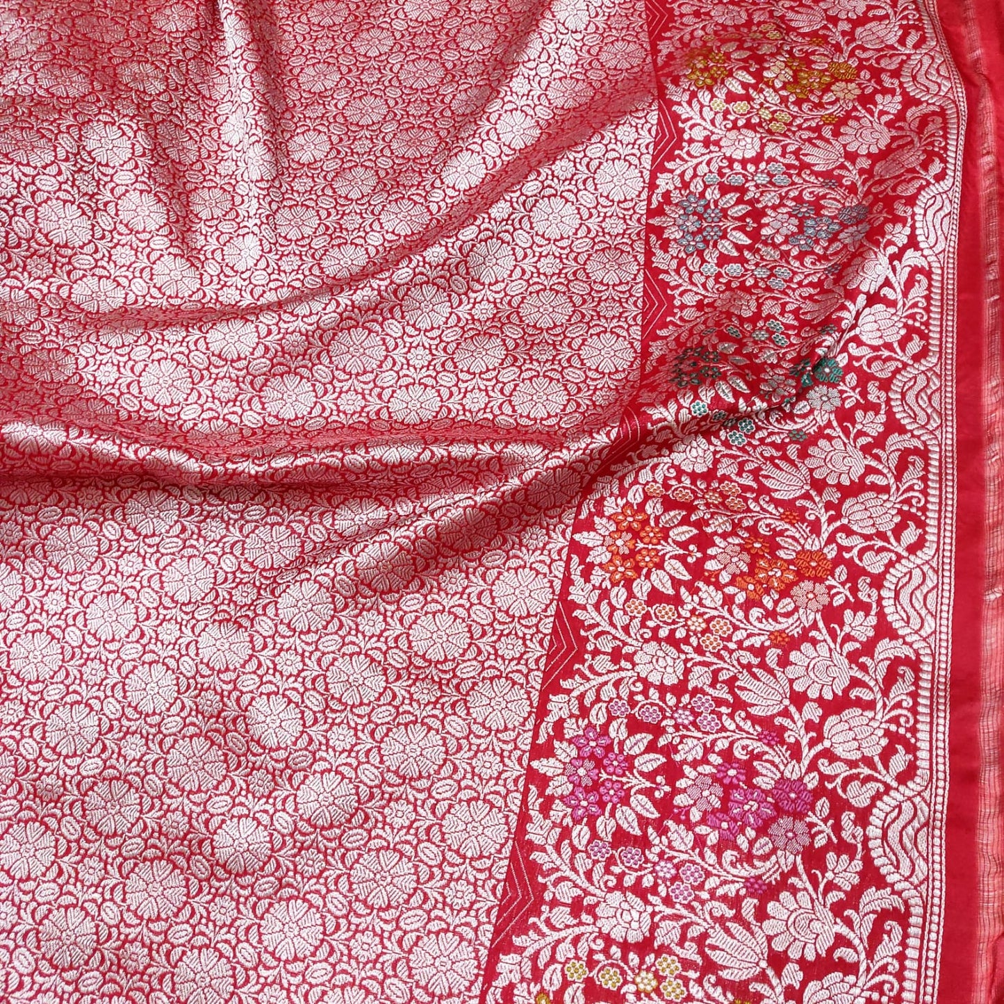 Yellow Katan handwoven kadwa saree