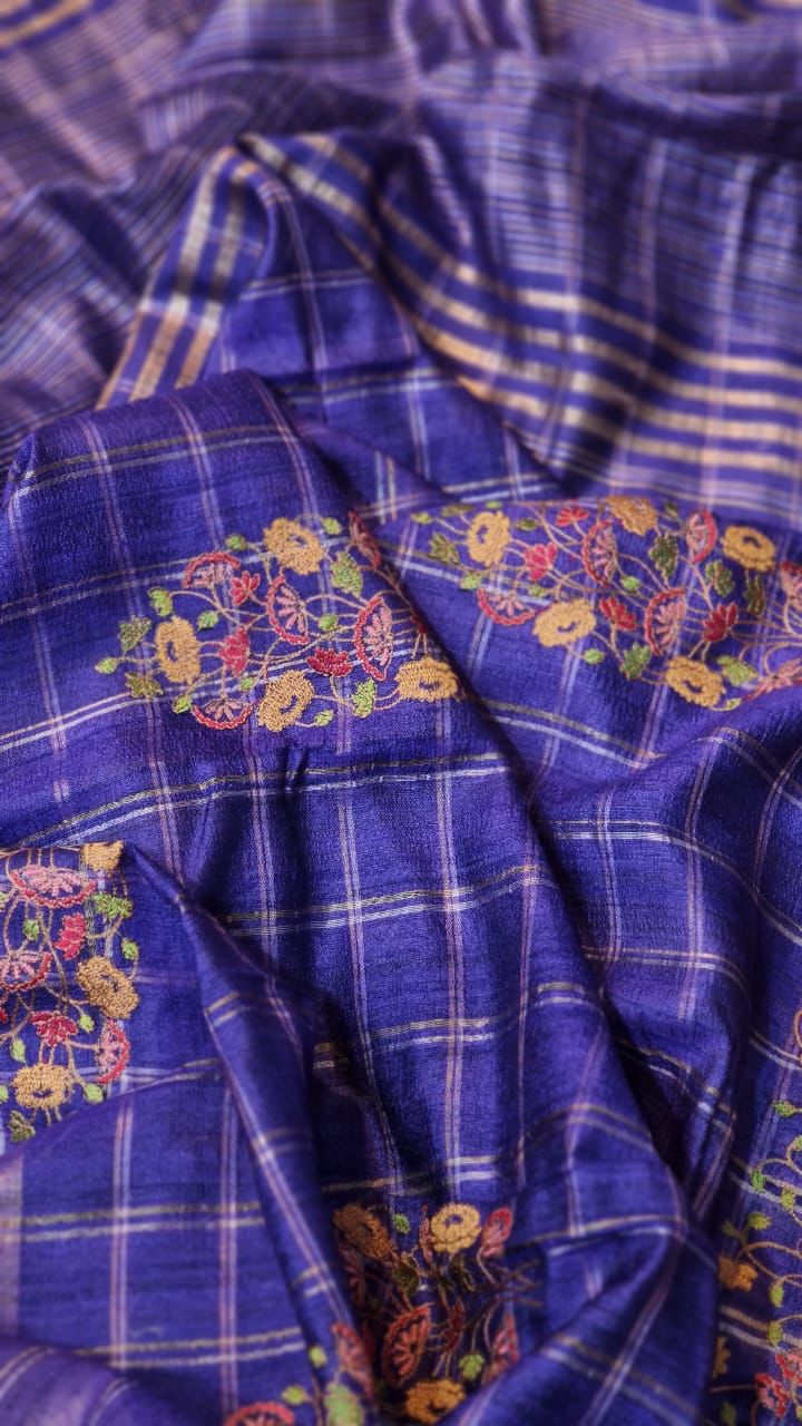 Ravina Tussar Silk Embroidered Saree