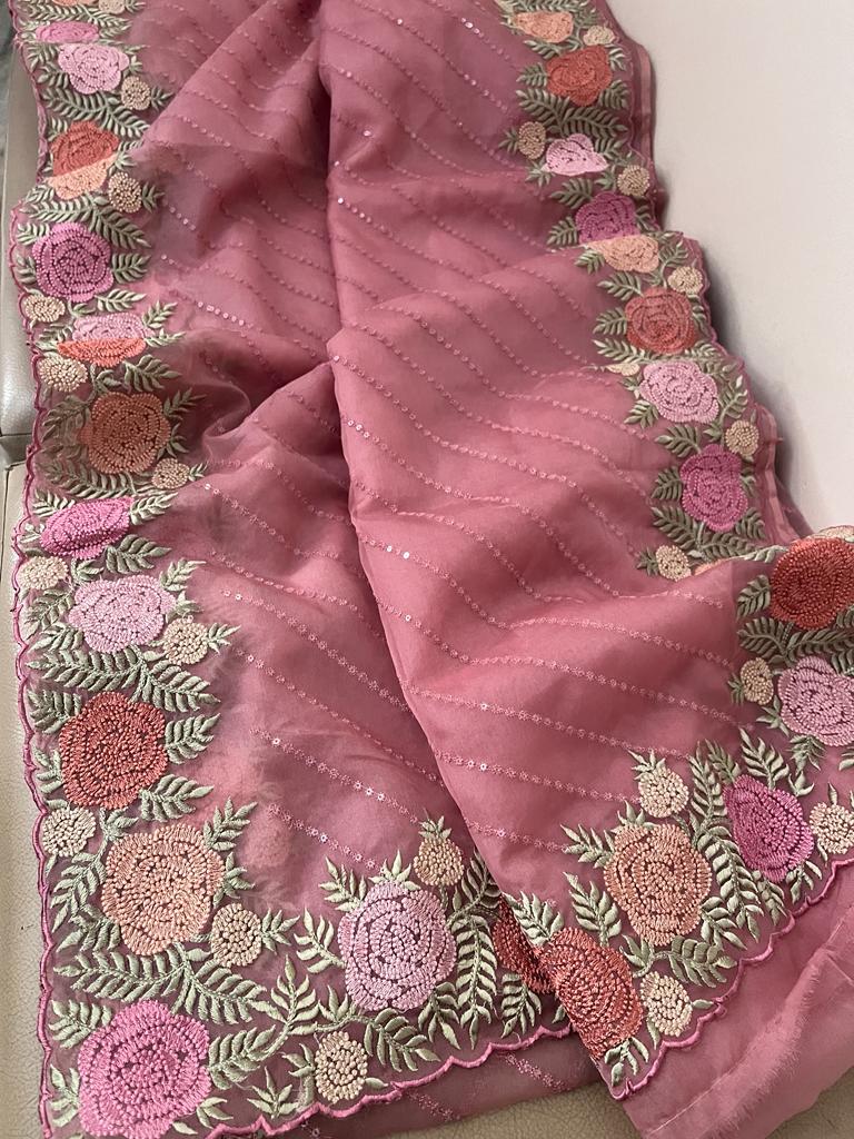 Lindia organza sequence saree