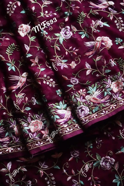 Parsi inspired Kashmiri saree