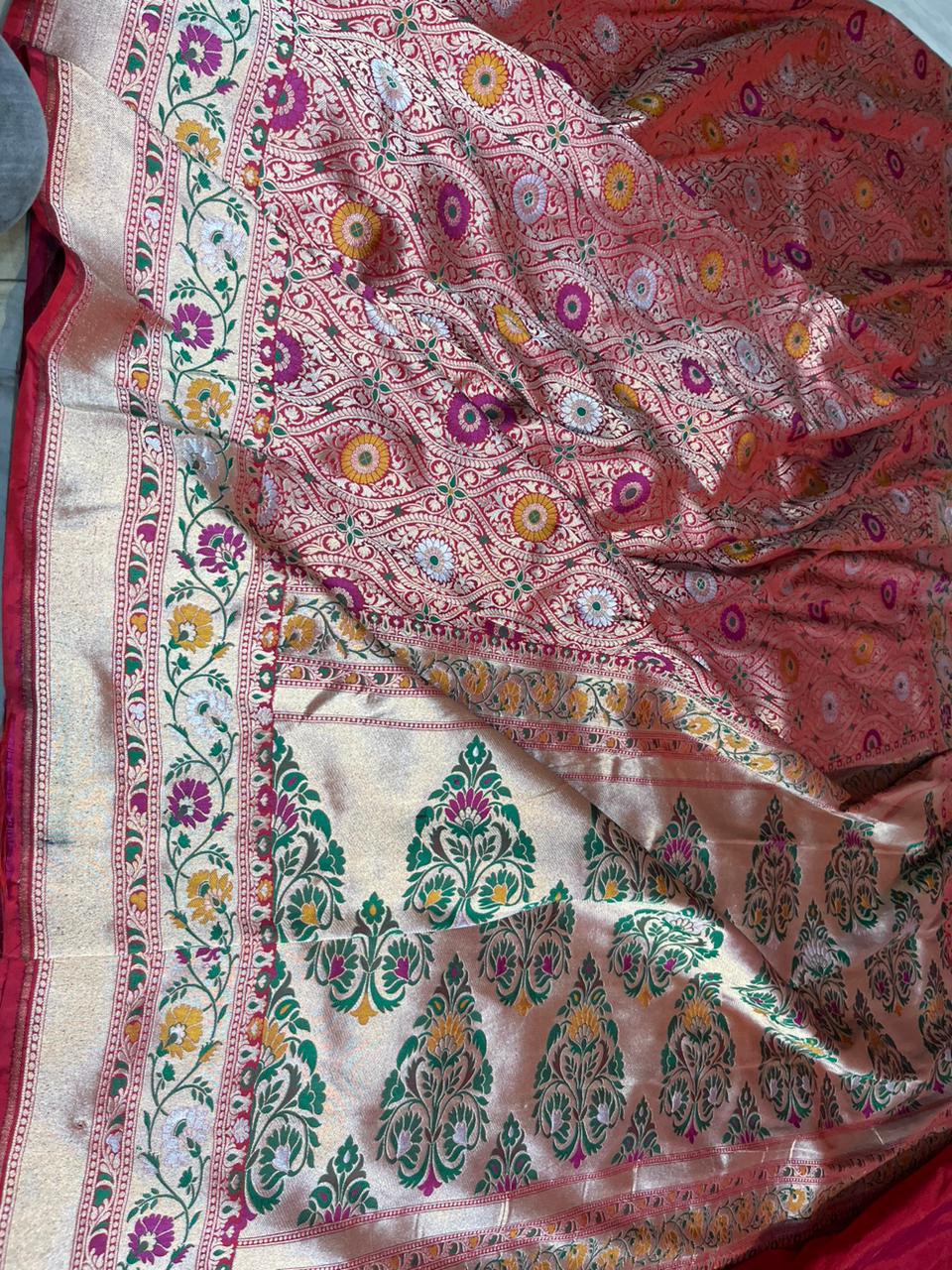 Brocade Banarsi exclusive Meenakari saree