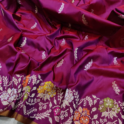 Alka Katan handwoven kadwa saree