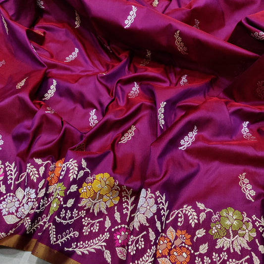 Alka Katan handwoven kadwa saree