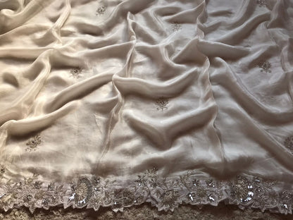 White fairly zardosi saree