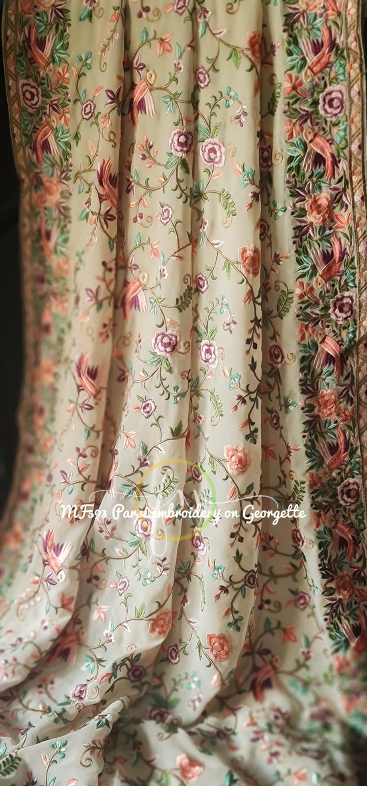 Avik gorgette Parsi inspired saree