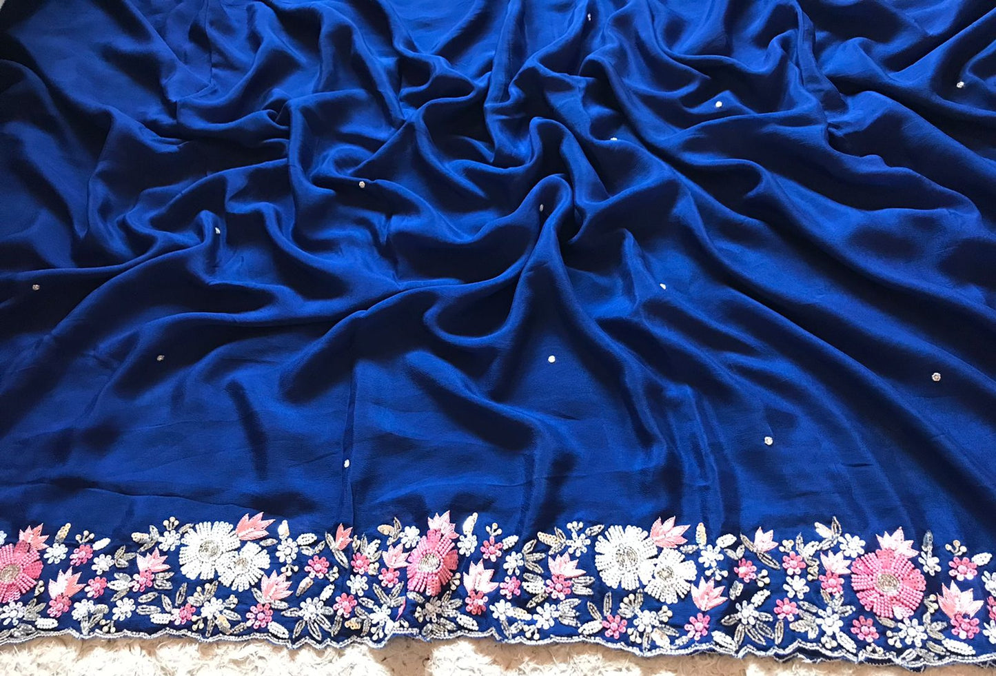 Raini blue marble gorgette saris