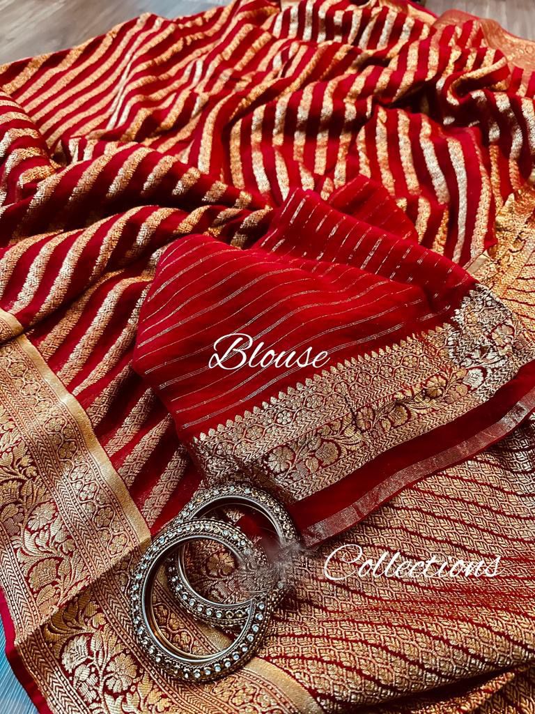 Striped antique Banarsi handloom saree