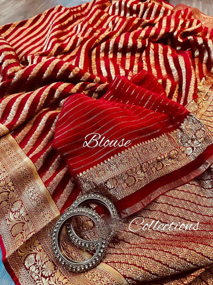 Striped antique Banarsi handloom saree